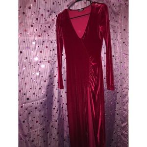 v-neck velvet split dress